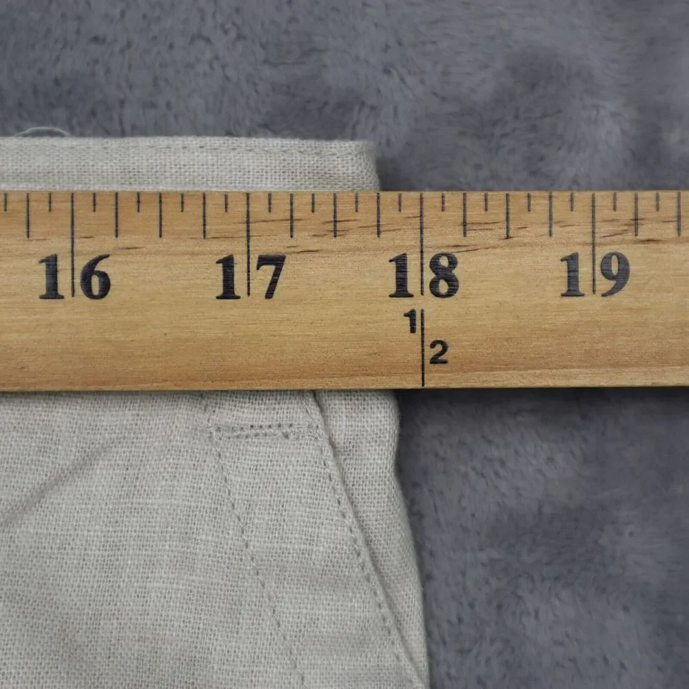 Chispa Pants Mens L 36-38 Beige Linen Blend Drawstring Waist High Rise